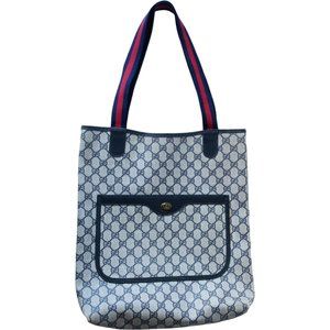 339189F V Gucci Tote Bag Navy PVC Leather